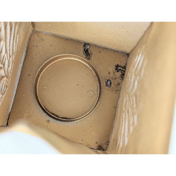 Gold Wire Mesh Tea Light Candle Holder Vintage Dept 56 Fine Mesh Paper Bag Style - Picture 5 of 9